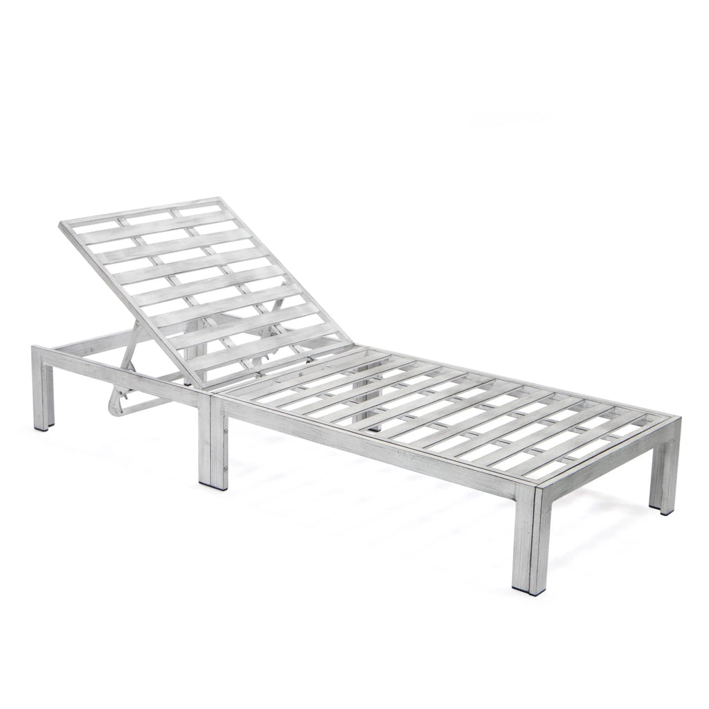 Weathered Grey Aluminum Outdoor Chaise Lounge Chair Set of 2 R76697
