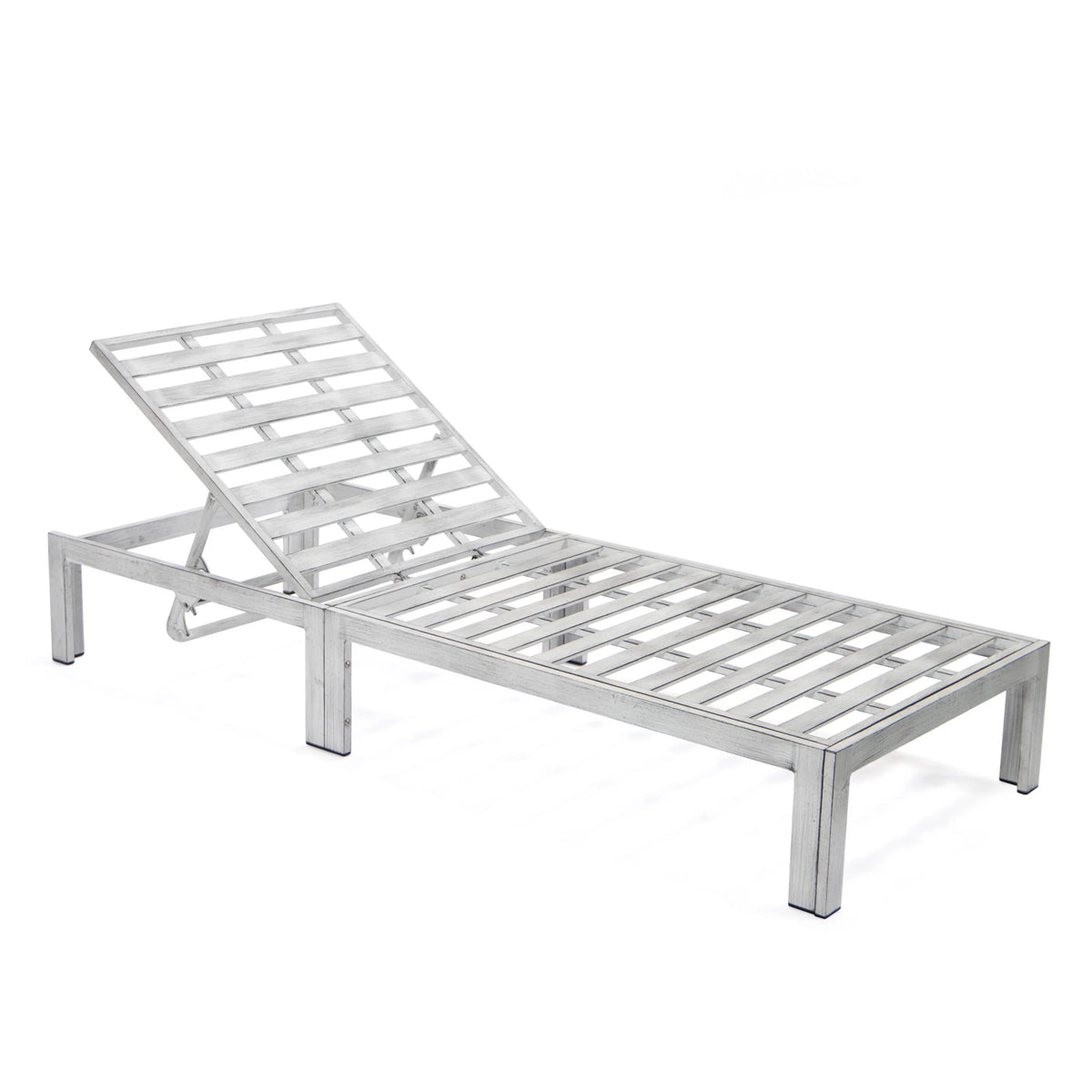 Weathered Grey Aluminum Outdoor Chaise Lounge Chair Set of 2 R76697