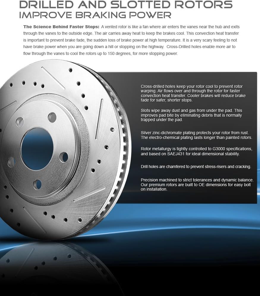 290mm Front + 300mm Rear 6 Lug Rotors + Ceramic Brake Pads + Clips F994340