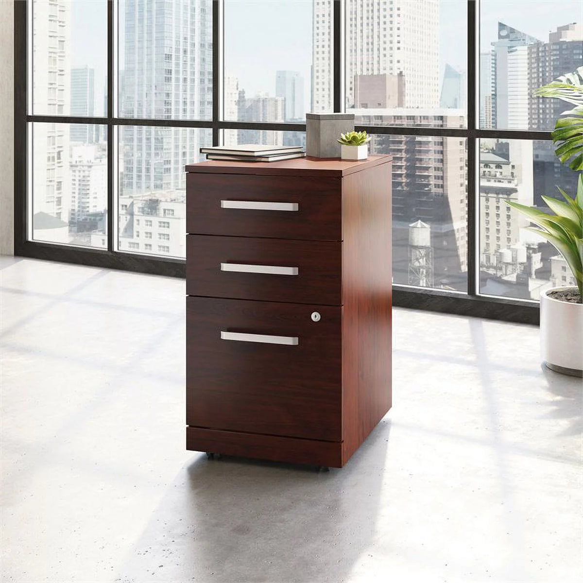 3-Drawer Engineered Wood Mobile File Cabinet J99999
