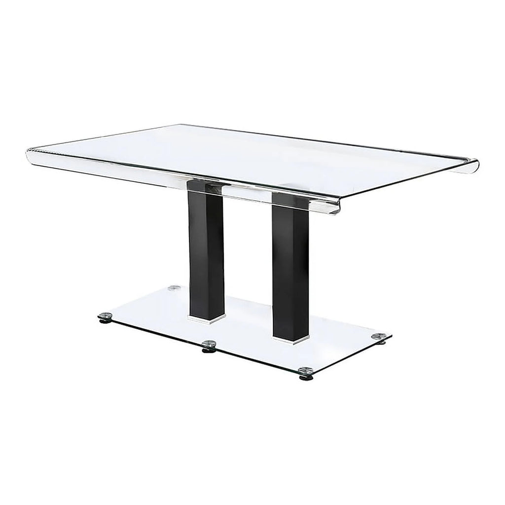 Glass Top Dining Table in Black and Silver N97161