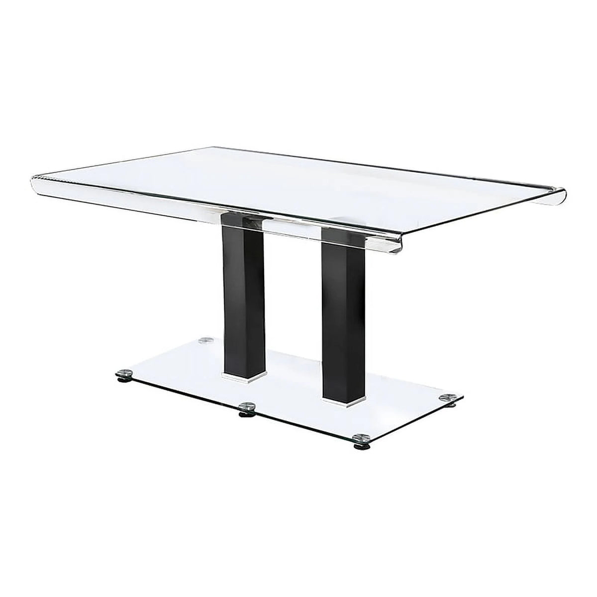 Glass Top Dining Table in Black and Silver N97161
