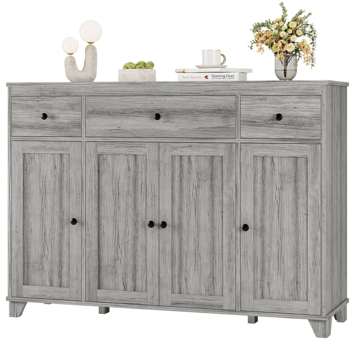 White 3 Drawer Buffet Sideboard Cabinet Q607457