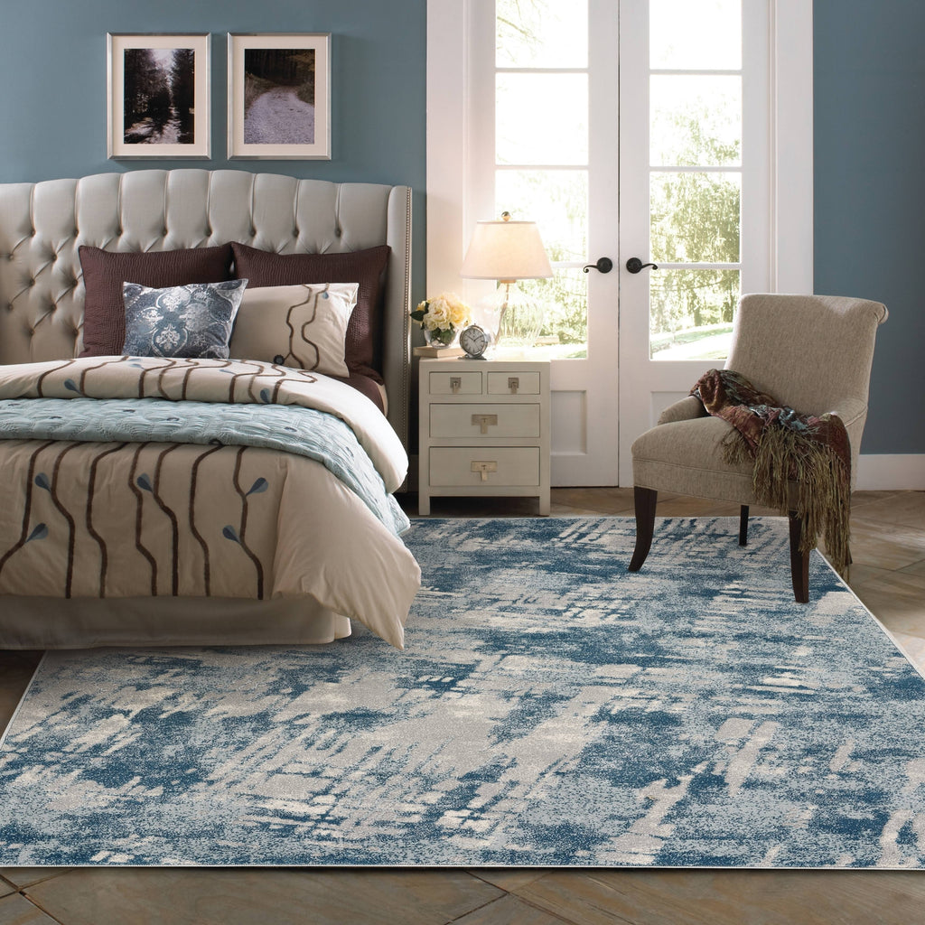 Tan Light Blue Small Rug B3088