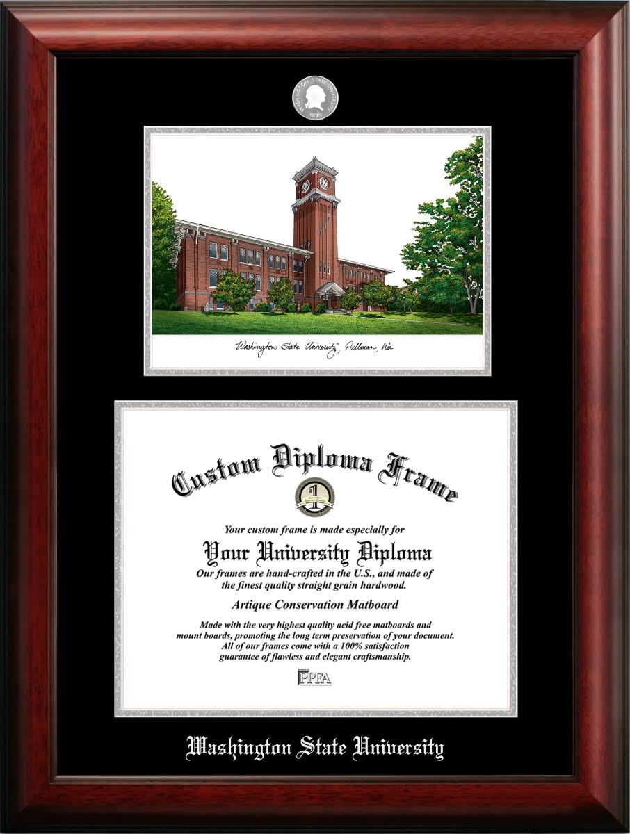 Washington State University Embossed Diploma Frame with Lithograph C380489