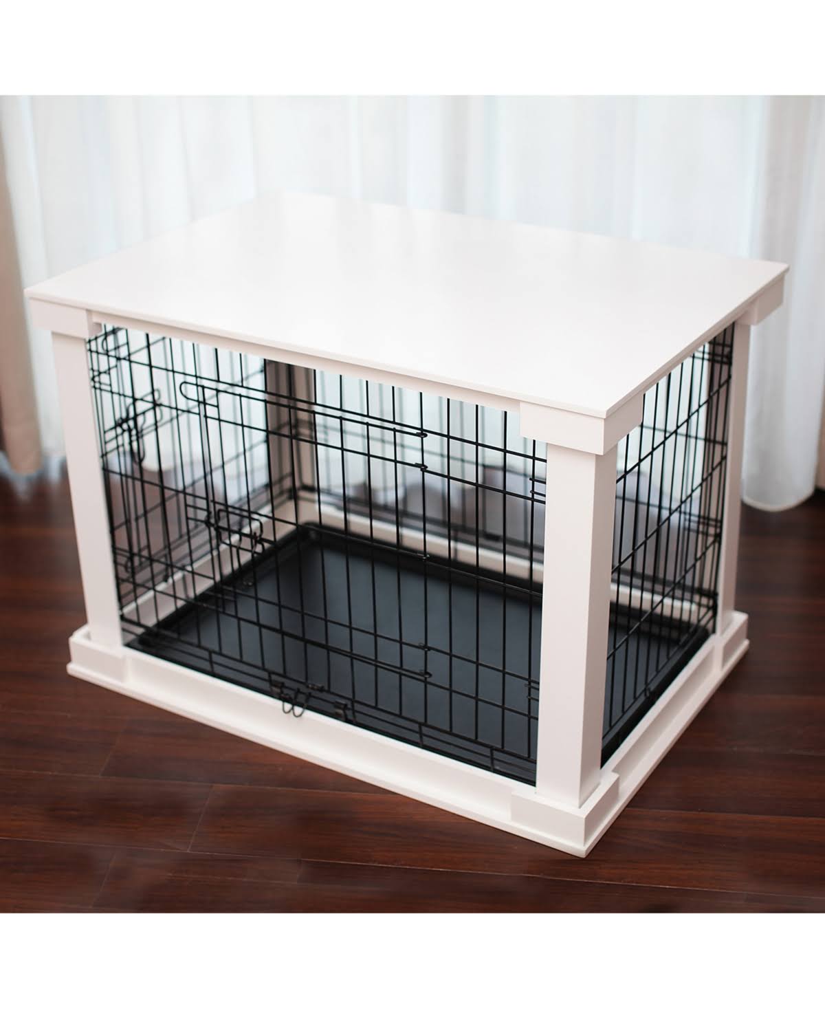 White Medium Cage with Crate Cover D641