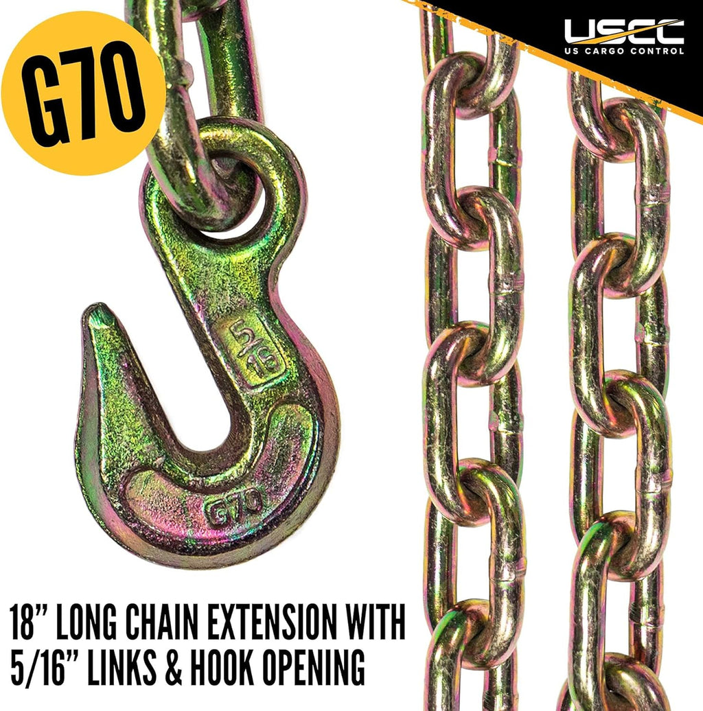 2 Inch x 30 Foot Ratchet Straps with Chain Extension 4 Pack X741