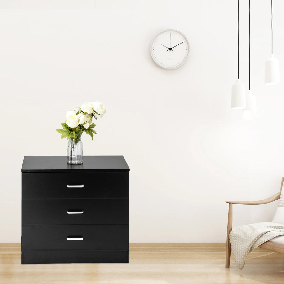 Black 3 Drawer Wood Dresser M633792