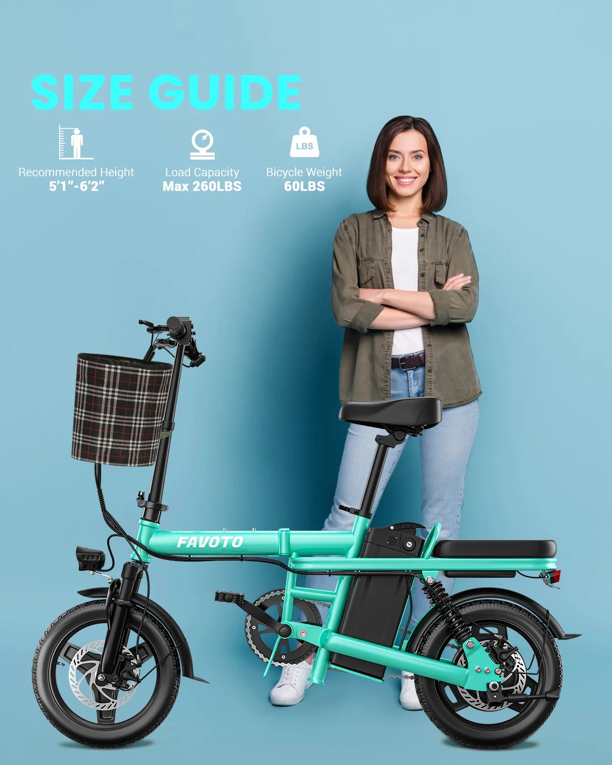 Folding Electric Bike with 400W Motor 48V10.4Ah Removable Battery G176679