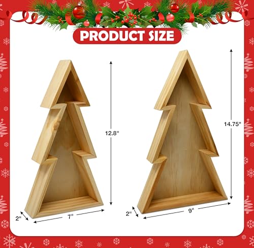 Wooden Christmas Tree Trays Set of 2 G54151