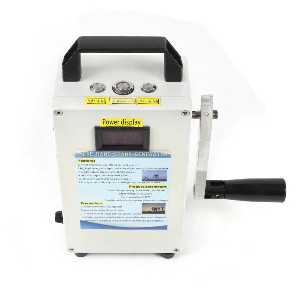 Portable Hand Crank Generator Emergency Power Supply USB Charger V75207