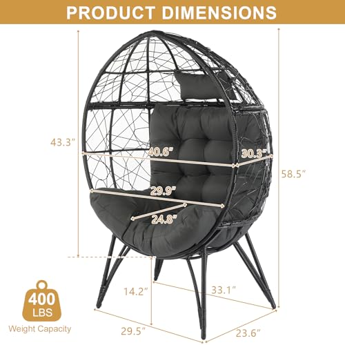 Oversized Wicker Egg Chair with Cushions L6684