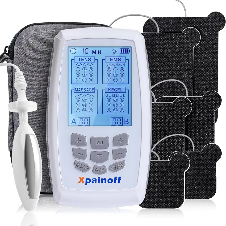 Rechargeable Dual Channel EMS TENS Unit Massager with Electrode Probe and Travel Case H980