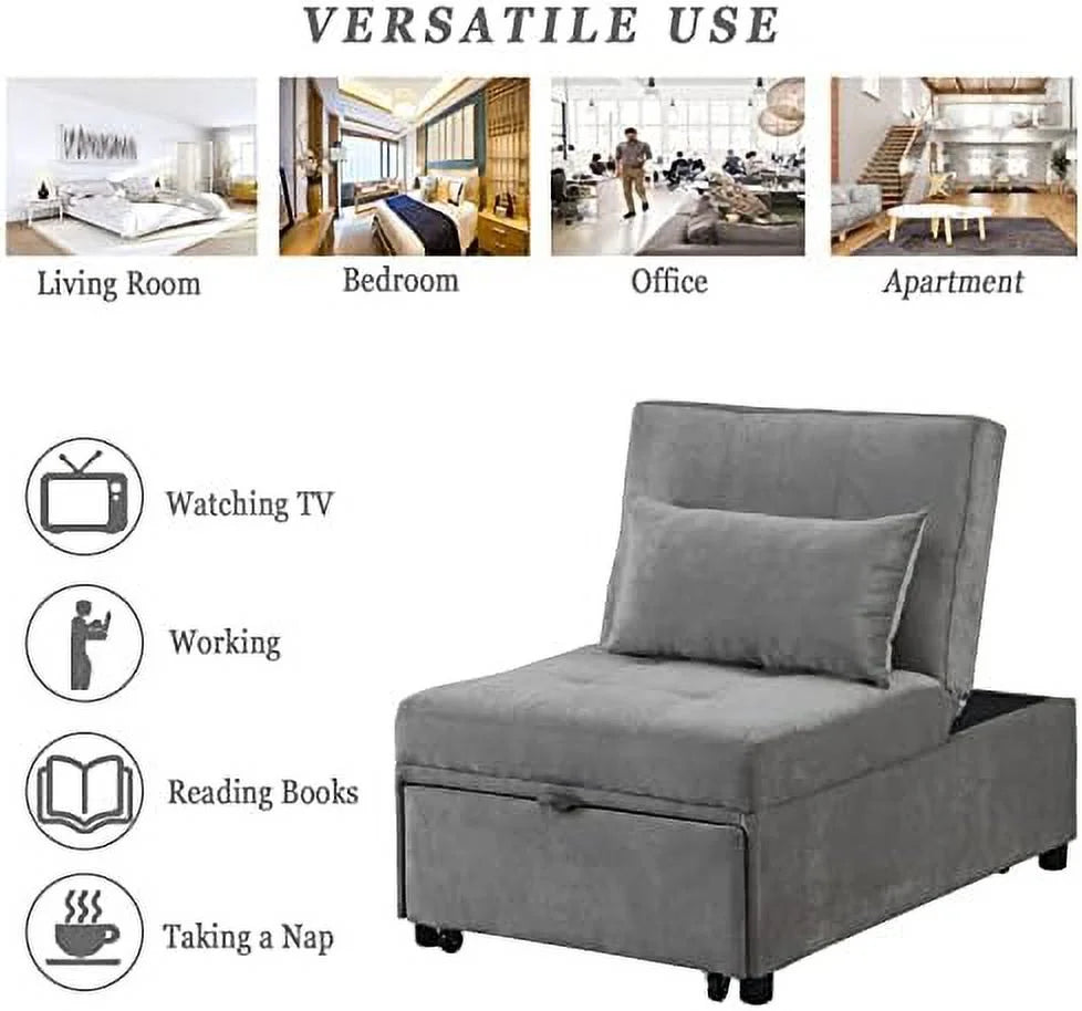 Convertible Chair Bed 4-in-1 Folding Ottoman Sofa Bed with Adjustable Backrest K745913