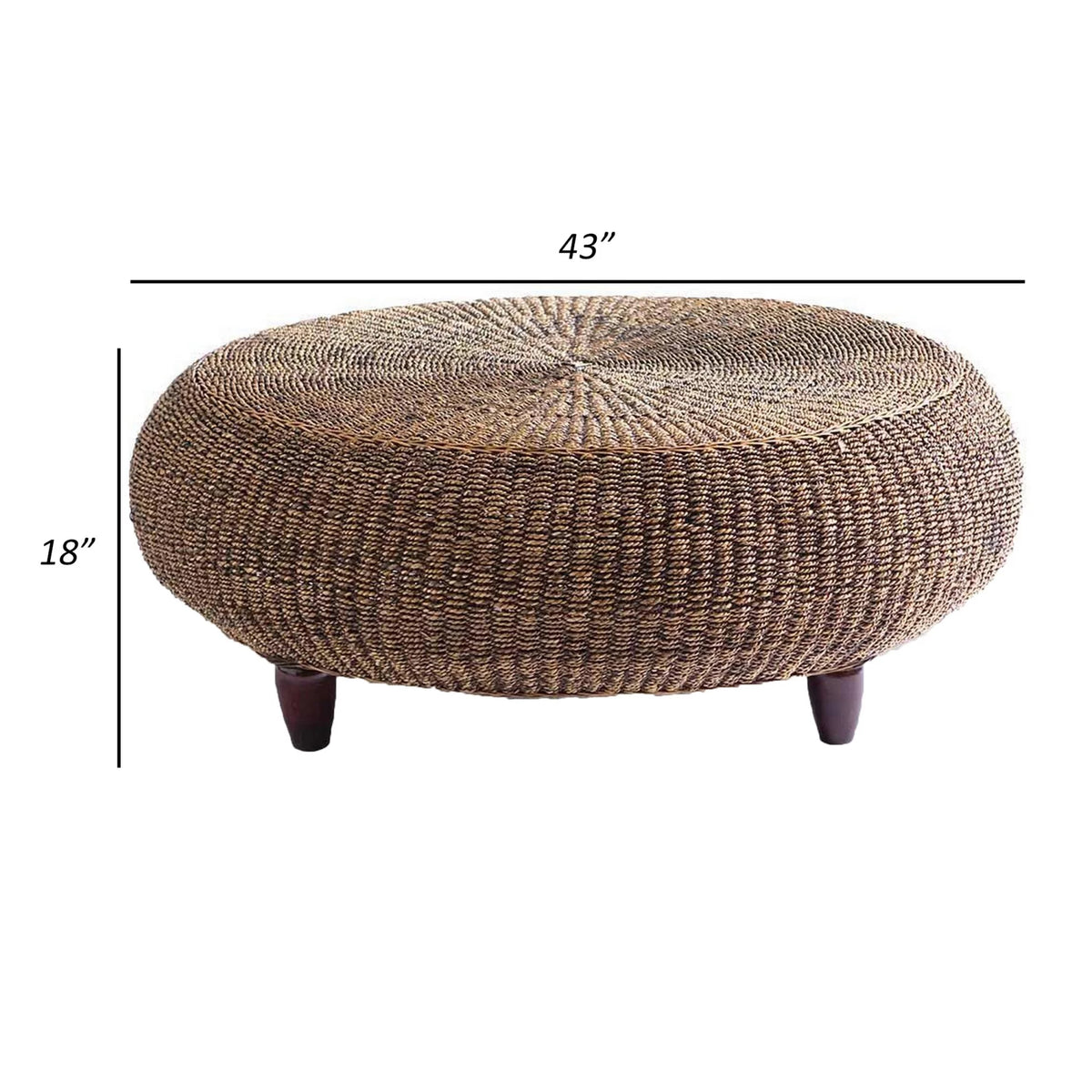 Round Table with Wicker Woven Hardwood Frame Y537559