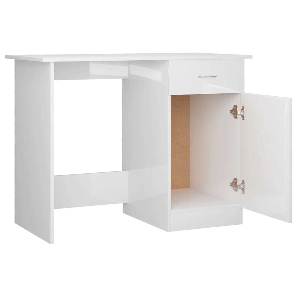 High Gloss White Engineered Wood Desk I10233