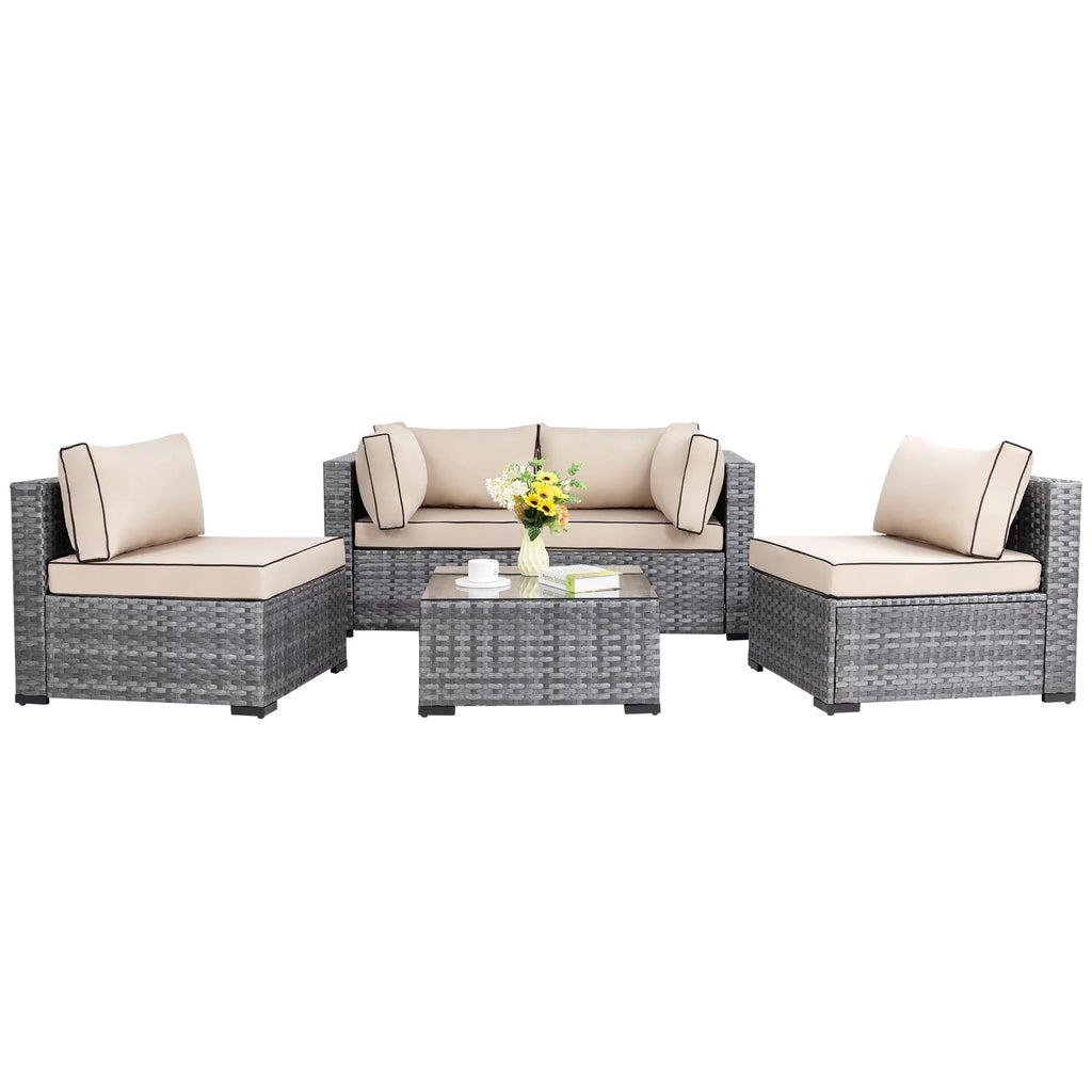 7 Piece Wicker Outdoor Sectional Sofa Set Y247
