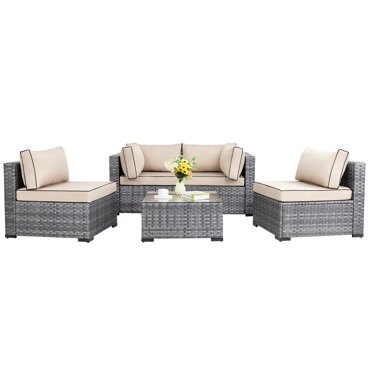 7 Piece Wicker Outdoor Sectional Sofa Set Y247