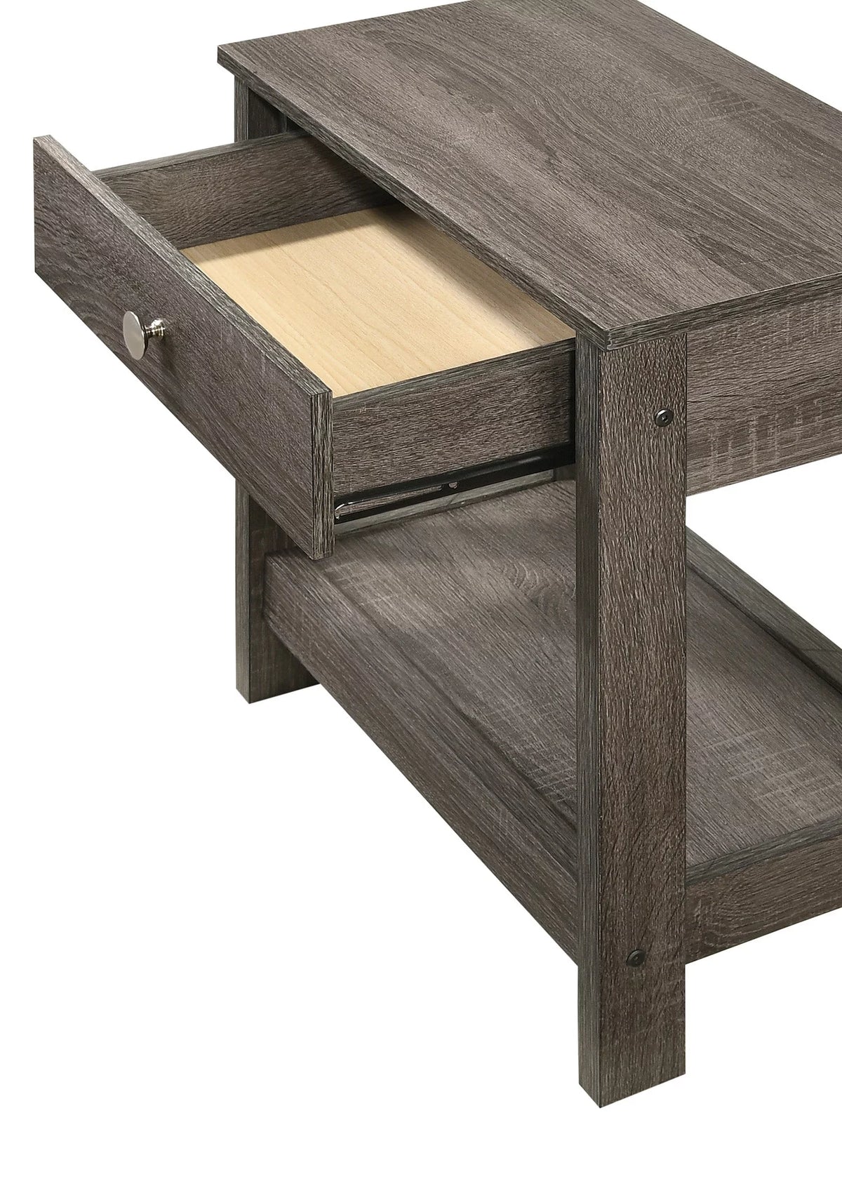 3pc Twin Size Platform Bed and Nightstand Set Gray Wooden L451