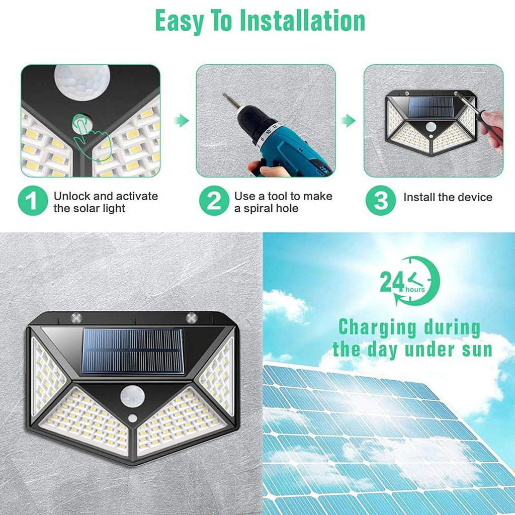 100LED Solar Motion Sensor Light IP65 Waterproof 4Pcs Y603