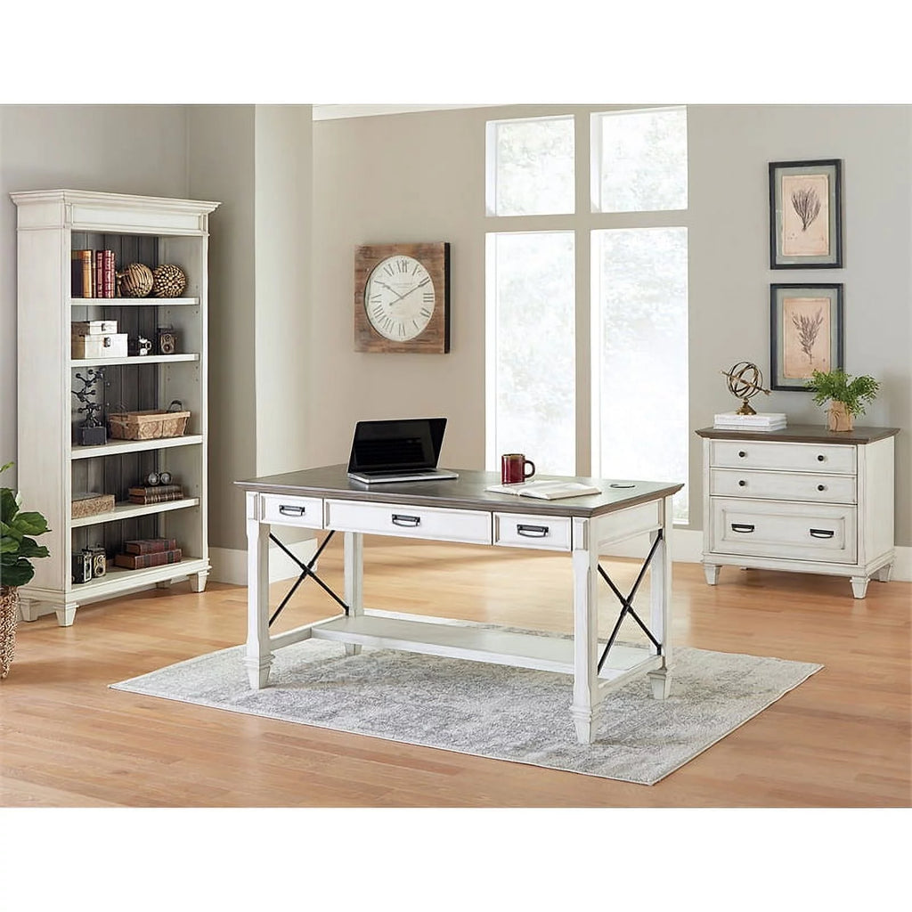 White Wood Height Adjustable Sit/Stand Desk D39175