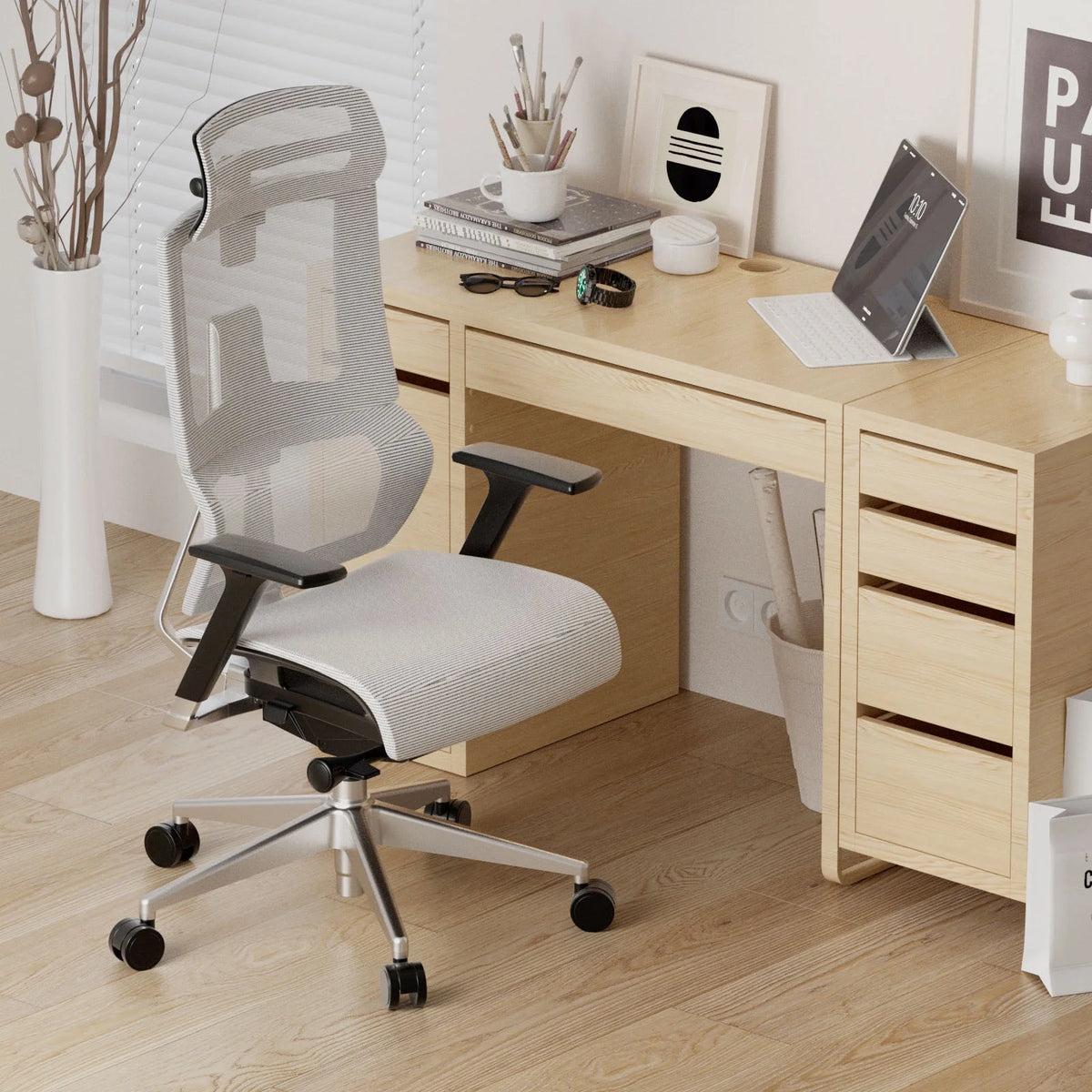 White Ergonomic Office Chair with Lumbar Support Y279722