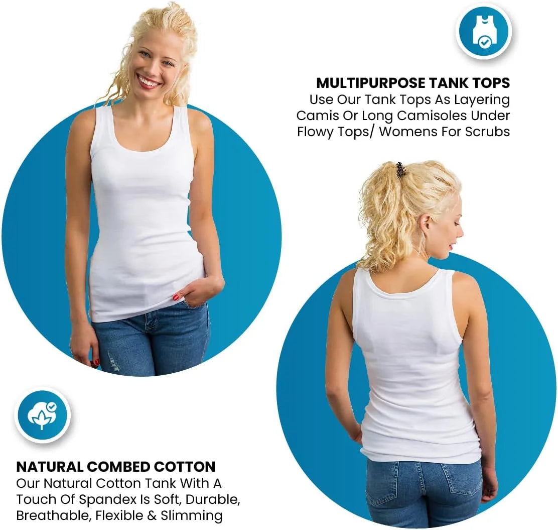 Ribbed 100% Cotton Tank Tops 12 Pieces Pack M4173