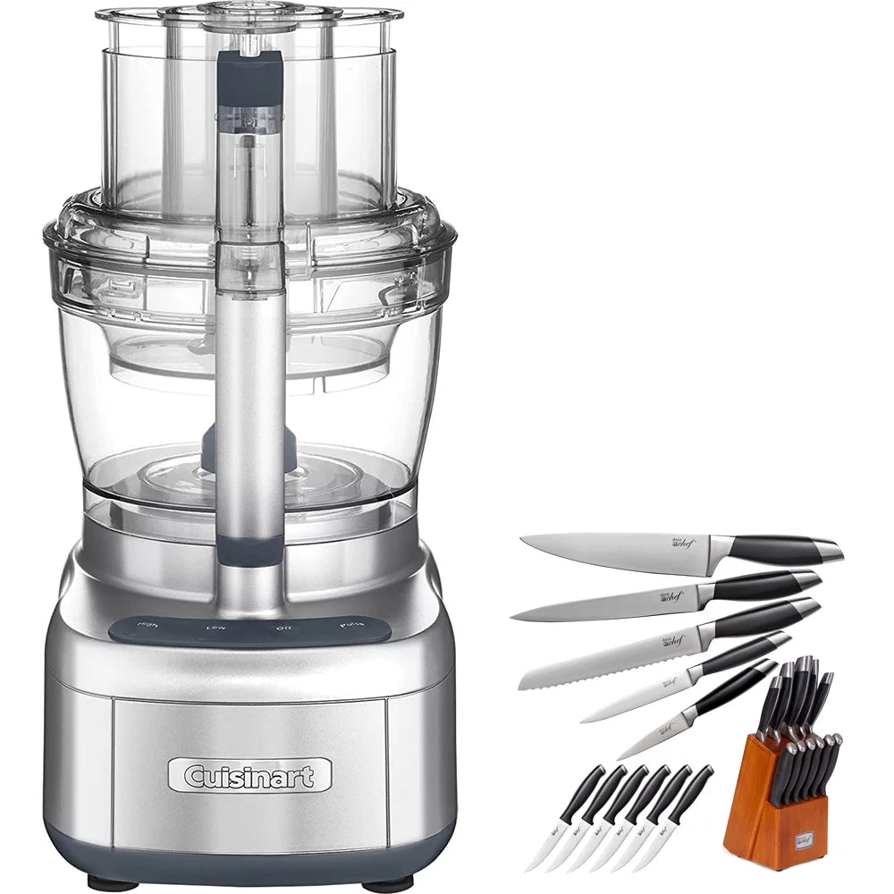 13 Cup Food Processor with Dicing Kit and 12 Piece Stainless Steel Knife Set Q21204