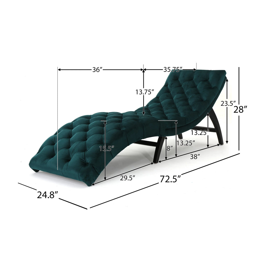 Teal Velvet Button Tufted Chaise Lounge M8081