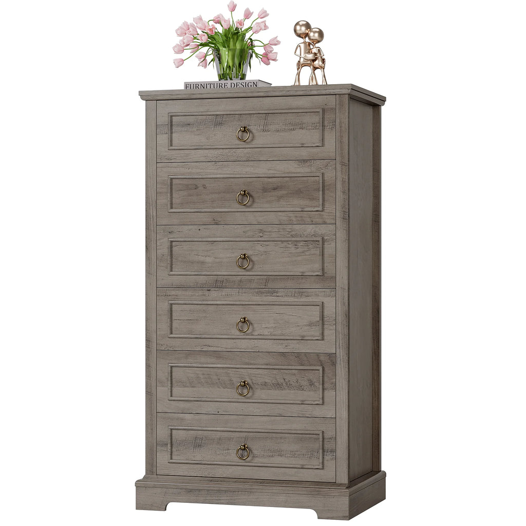 White 6 Drawer Tall Wood Dresser W472185