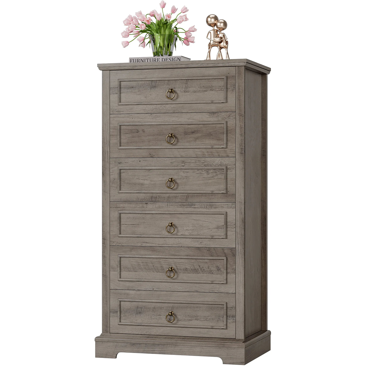 White 6 Drawer Tall Wood Dresser W472185