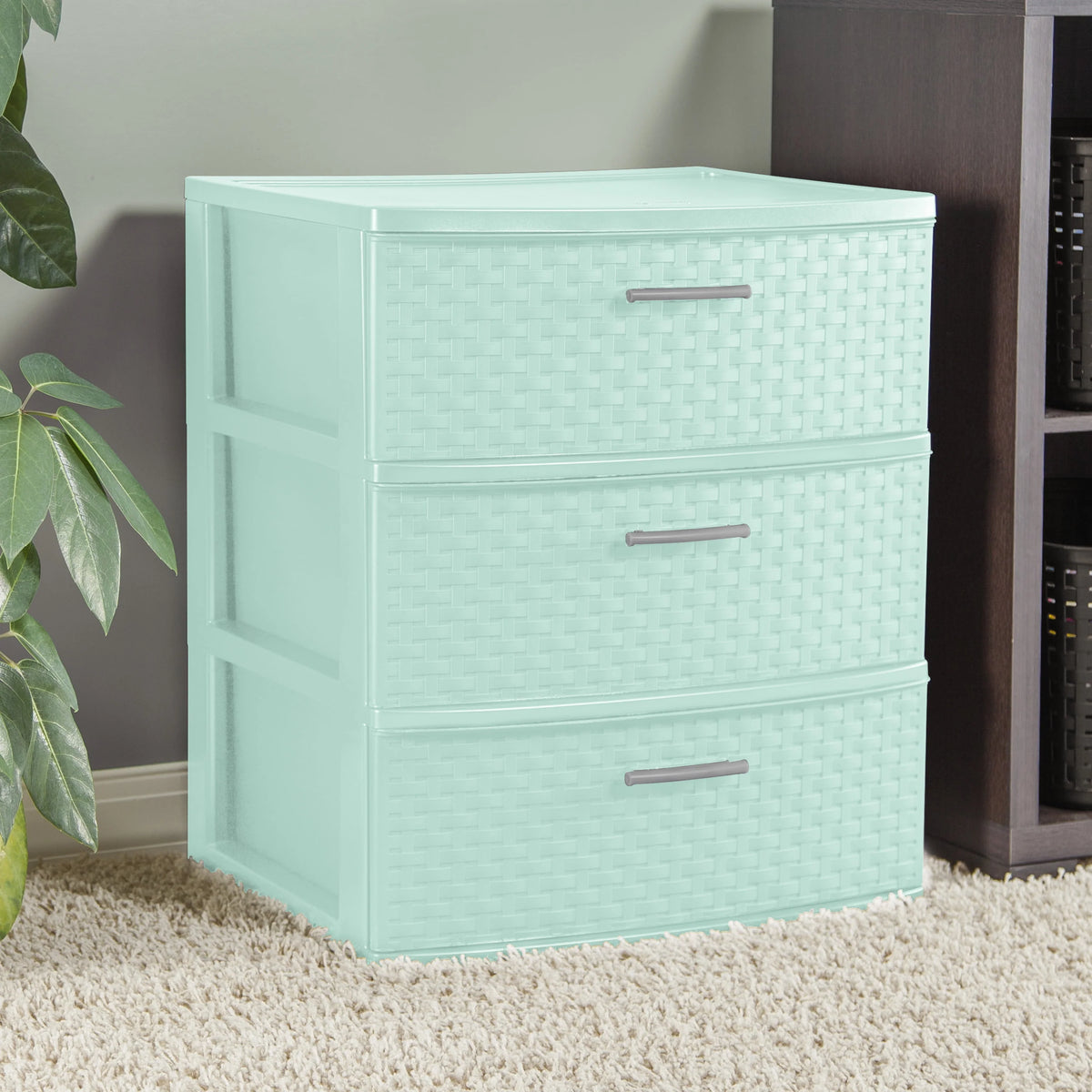 3 Drawer Wide Weave Tower White G308