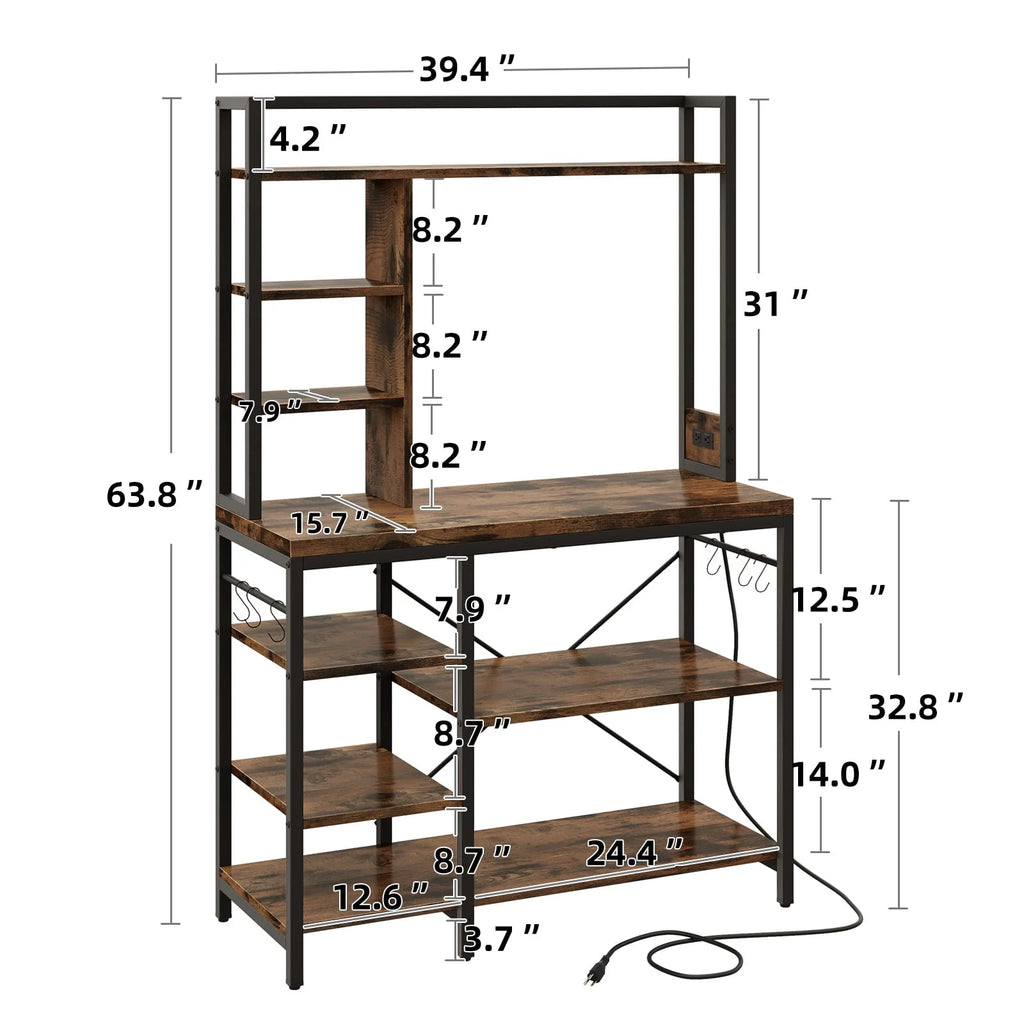 8 Tier Kitchen Bakers Rack with Power Outlets M47873