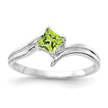 14 Karat White Gold 4mm Princess Cut Peridot Ring O4539