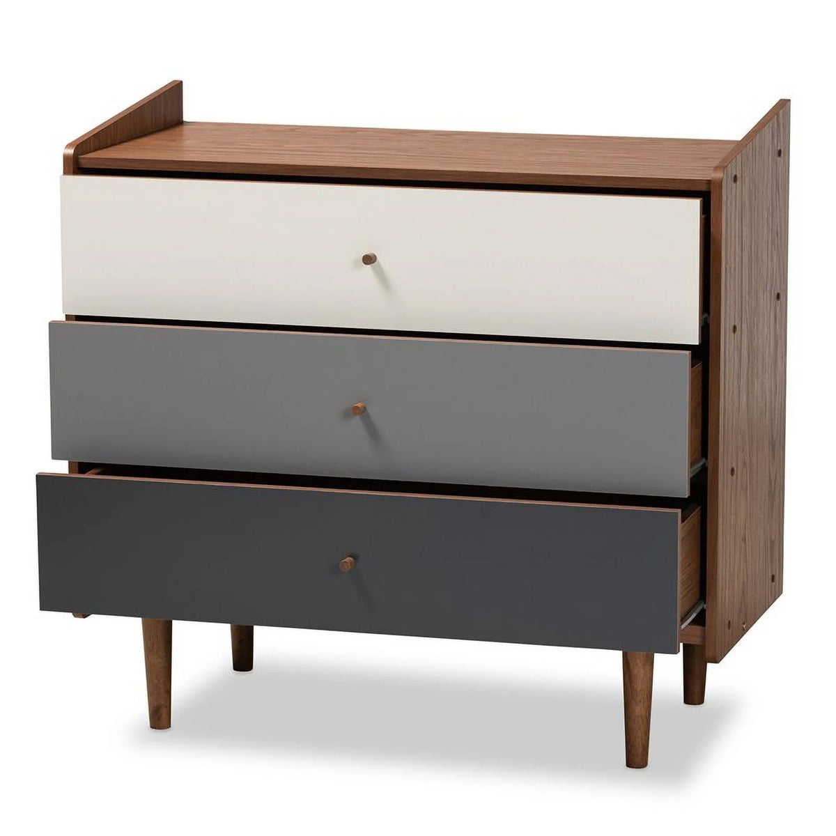 Brown and Grey Gradient Wood 3-Drawer Chest I88550