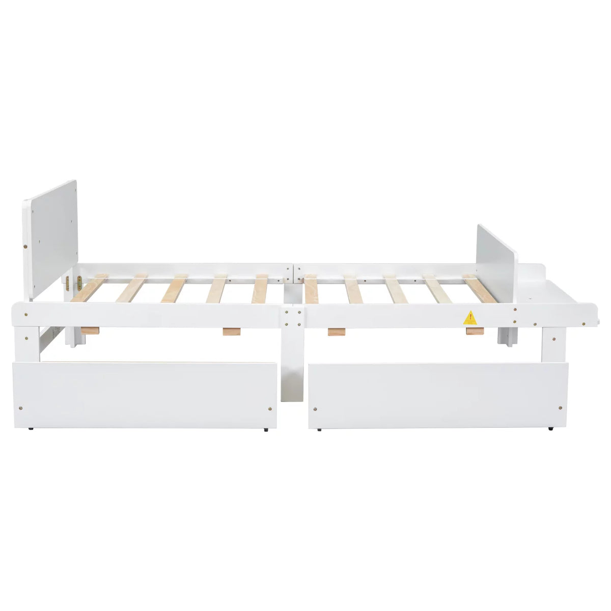 White Twin Size Wood Platform Bed Frame with 2 Storage Drawers F418
