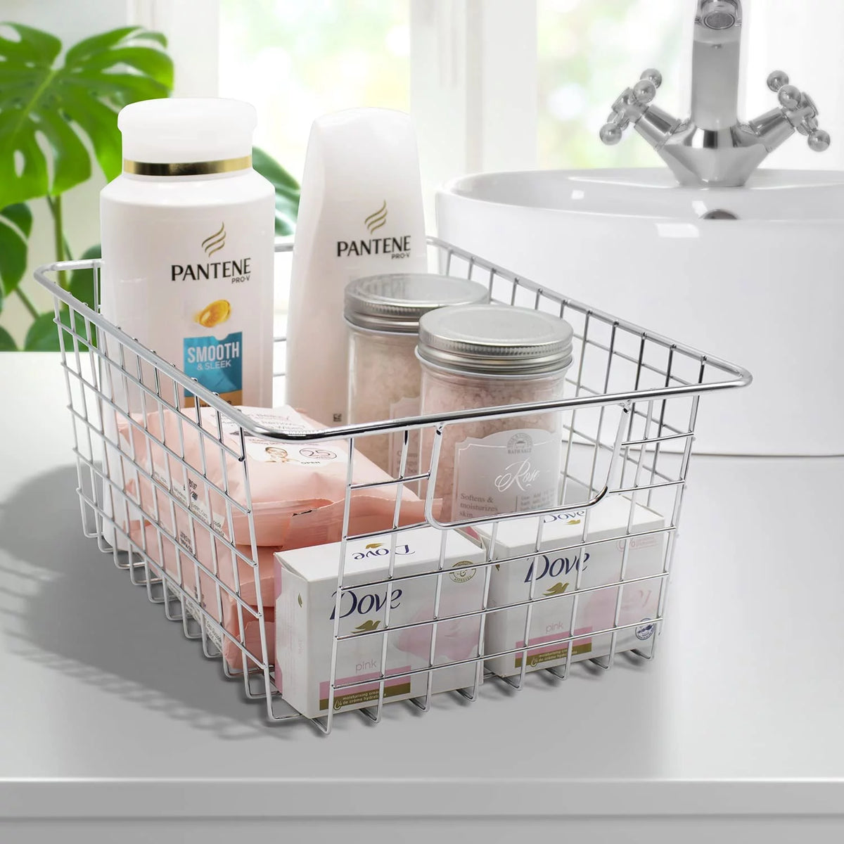 Metal Wire Storage Baskets 4-Pack Silver Q67204