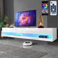 White High Gloss Wall Mounted TV Stand with LED Lights I436