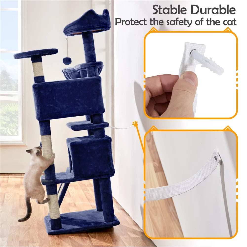 54" Double Condo Cat Tree with Scratching Post Tower B957804