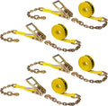 2 Inch x 30 Foot Ratchet Straps with Chain Extension 4 Pack X741