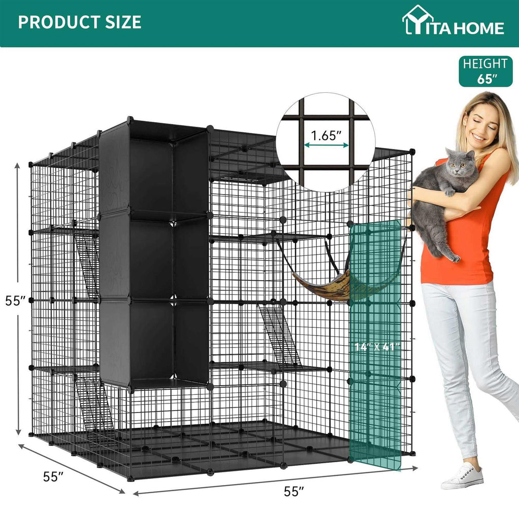 Large Indoor Metal Cat Cage with Hammock J268