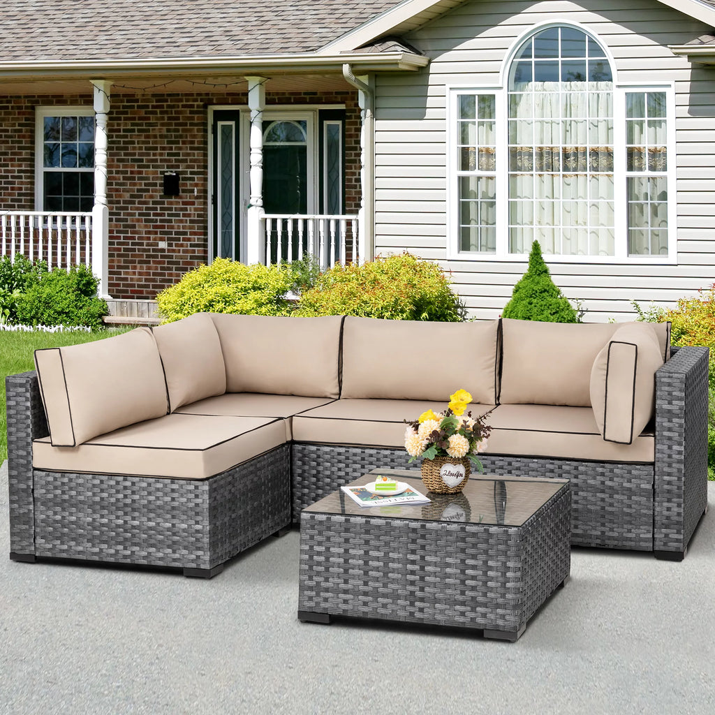 7 Piece Wicker Outdoor Sectional Sofa Set Y247