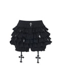 Soft Goth Ruffle Cross Pendant Shorts M583
