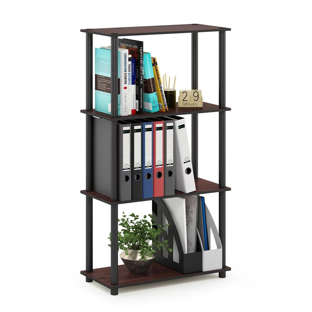 4-Tier Dark Cherry/Black Shelf Display Rack G978047