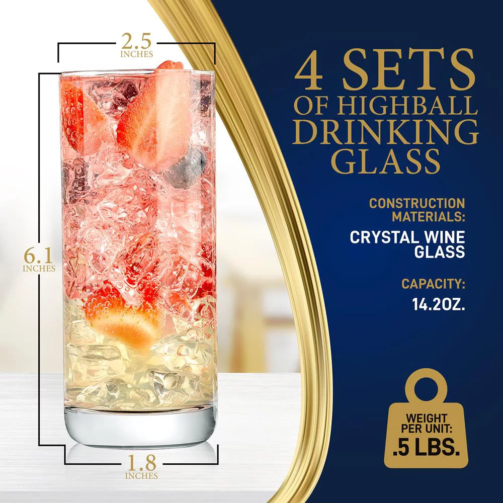 Set of 2 Clear Highball Drinking Glasses B63540