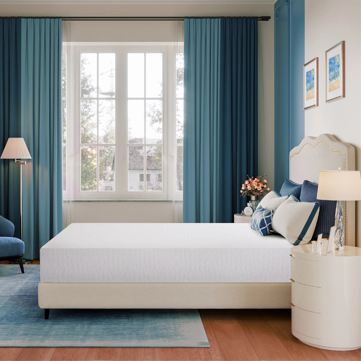 Blue 8 inch Twin Cooling Gel Memory Foam Mattress D48540
