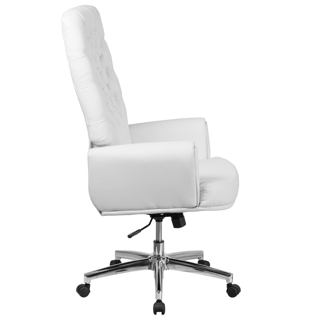 Black Tufted Bonded Leather Executive Swivel Chair with Arms P869026