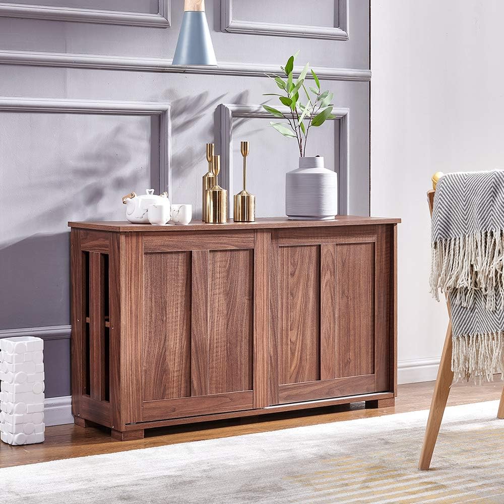 Warm White Kitchen Storage Sideboard with Sliding Door B27097