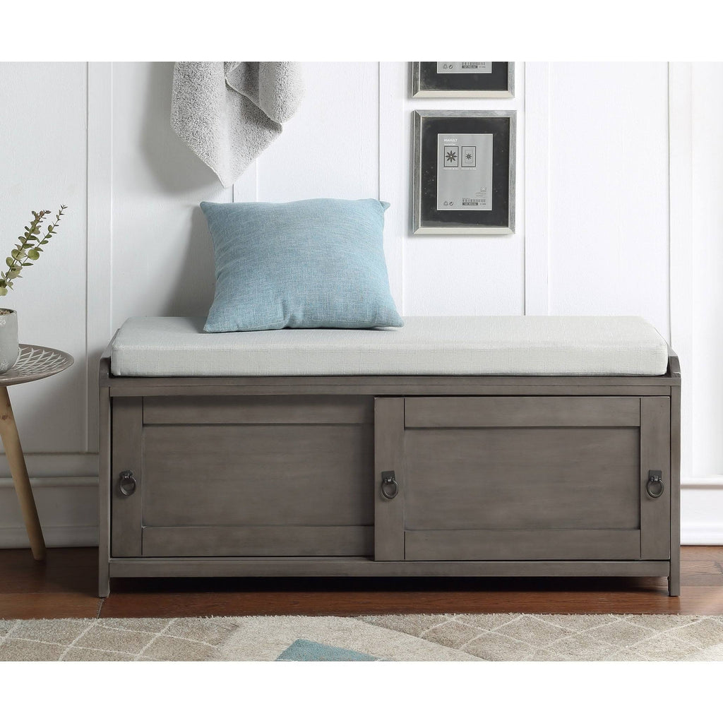 Wood Storage Bench with 2 Cabinets Black T78616