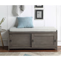 Wood Storage Bench with 2 Cabinets Black T78616
